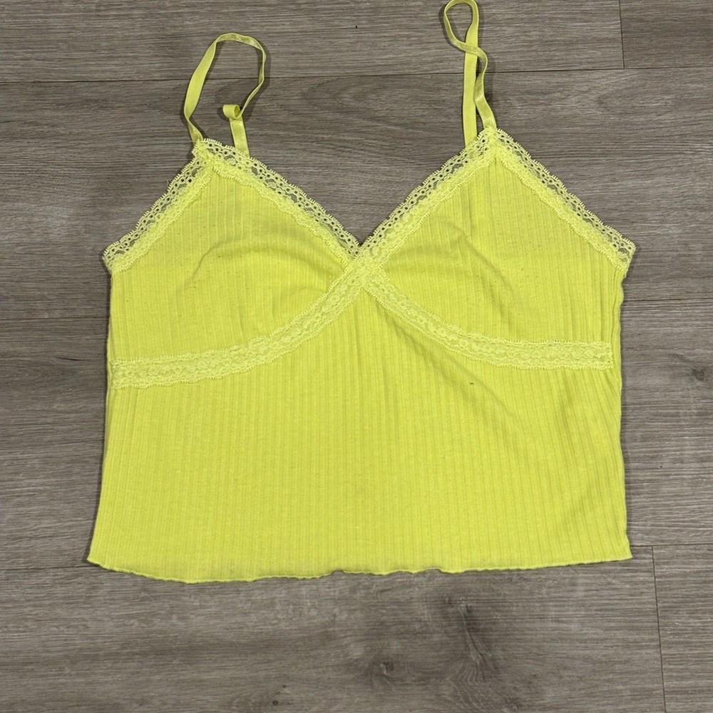 Y2K Green Lace Top Ribbed